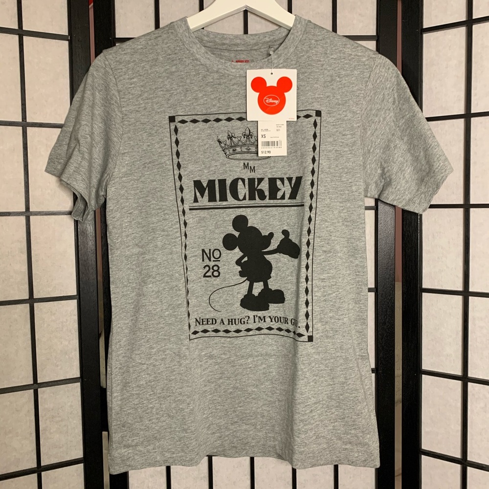 NWT H&M x Disney grey Mickey Mouse logo shirt